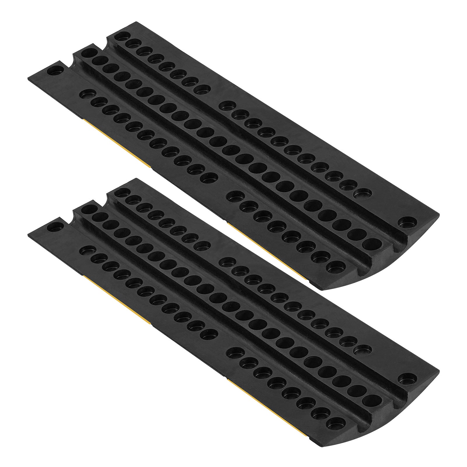 40 in Rubber Speed Bump, 2 Pack, 2 Channel Heavy Duty Traffic Speed Hump, 22000 lbs/Axle Load Capacity, Cable Protector Ramp with Expansion Screws, for Asphalt Concrete Gravel Driveway and Road