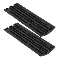 40 in Rubber Speed Bump, 2 Pack, 2 Channel Heavy Duty Traffic Speed Hump, 22000 lbs/Axle Load Capacity, Cable Protector Ramp with Expansion Screws, for Asphalt Concrete Gravel Driveway and Road
