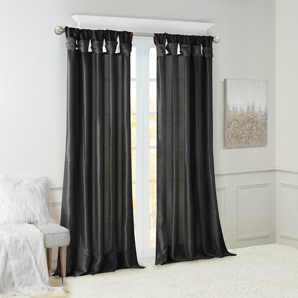 Twist Tab Lined Window Curtain Panel Black 50x84"