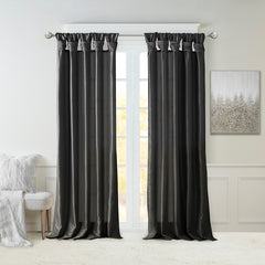 Twist Tab Lined Window Curtain Panel Black 50x84"