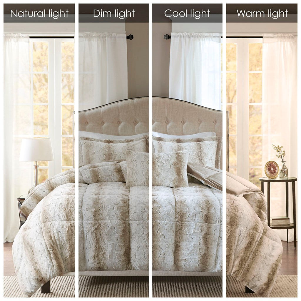 King 4PC Faux Fur Comforter Set