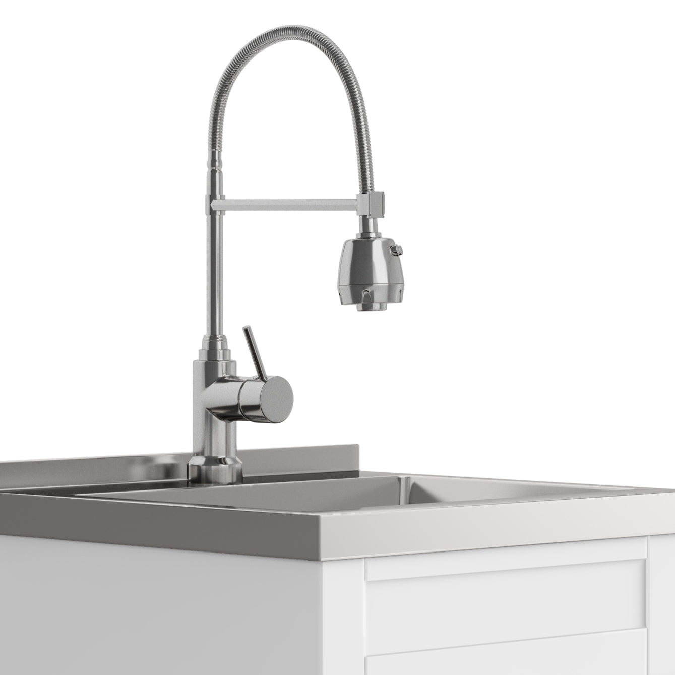 Hennessy - Deluxe 20" Laundry Cabinet with Faucet and Stainless Steel Sink - White