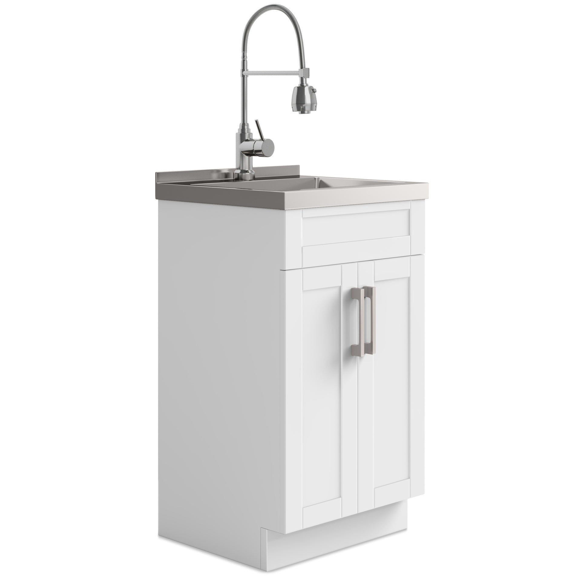 Hennessy - Deluxe 20" Laundry Cabinet with Faucet and Stainless Steel Sink - White