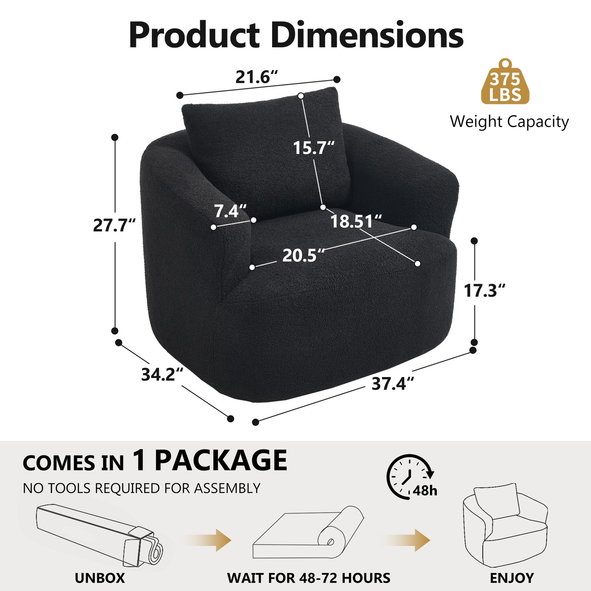 360° Swivel Round Upholstered Comfy Chair