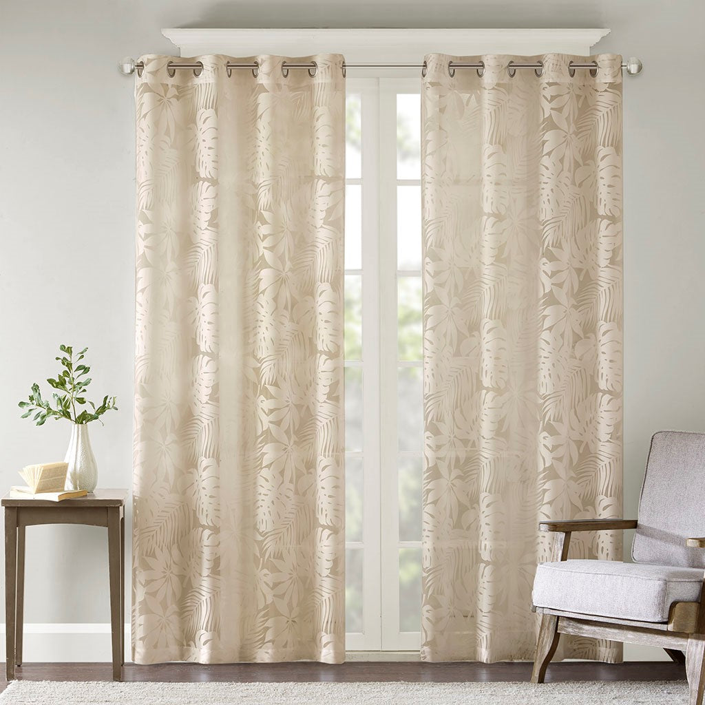 Palm Leaf Burnout Window Sheer Natural 50x84"