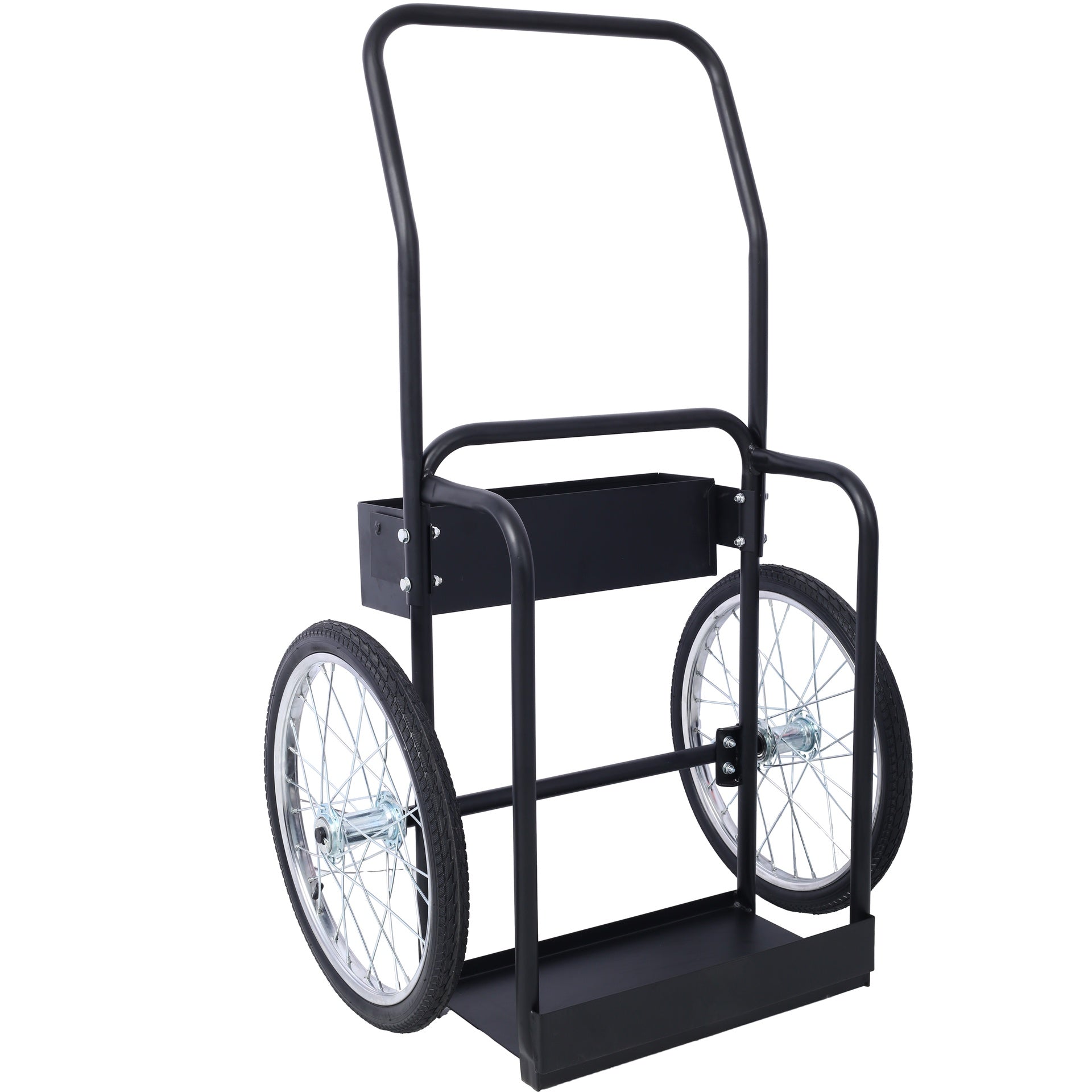 Large Dual Oxygen Tank Cart Dolly Double Cylinder Cart, 20" pneumatic Wheels Includes two fastening belts ,black