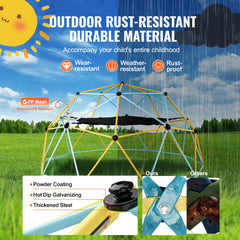 Climbing Dome, for Kids 3 to 10 Years Old,10FT Geometric Dome Climber with Hammock and Swing,  Jungle Gym Supports 750LBS and Easy Assembly, with Climbing Grip, Outdoor Backyard Play Equipment