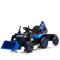 24V Kids Ride-On Electric Tractor Toy with 4-in-1 Construction Attachments (Excavator, Dump Truck & Bulldozer) w/Parent Remote Control,3-Speed Adjustable,Built-in Music Player,LED Tail-light