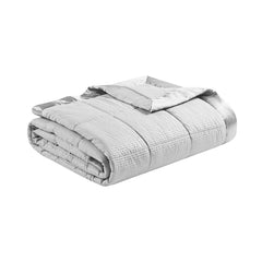 Oversized Down Alternative Blanket with Satin Trim Grey Full/Queen