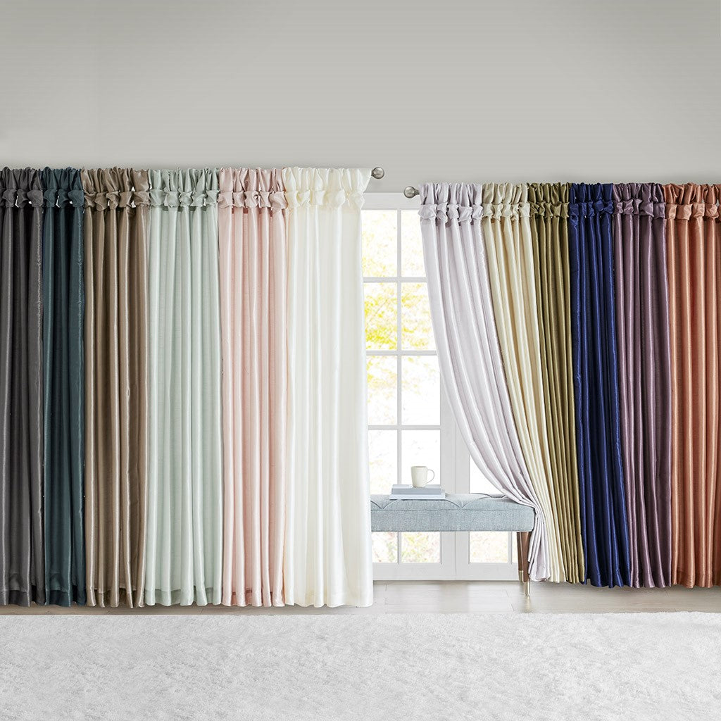 Twist Tab Lined Window Curtain Panel Navy 50x95"