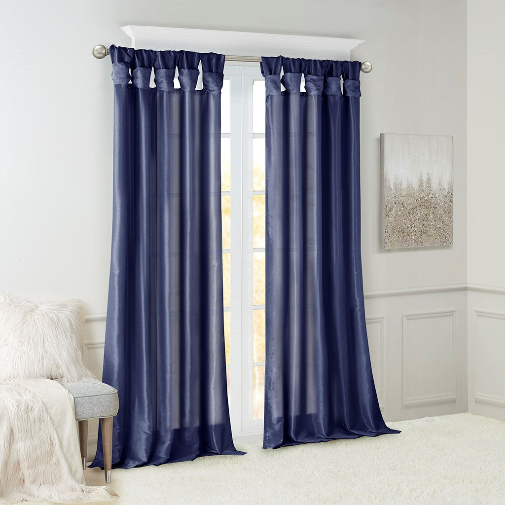 Twist Tab Lined Window Curtain Panel Navy 50x95"