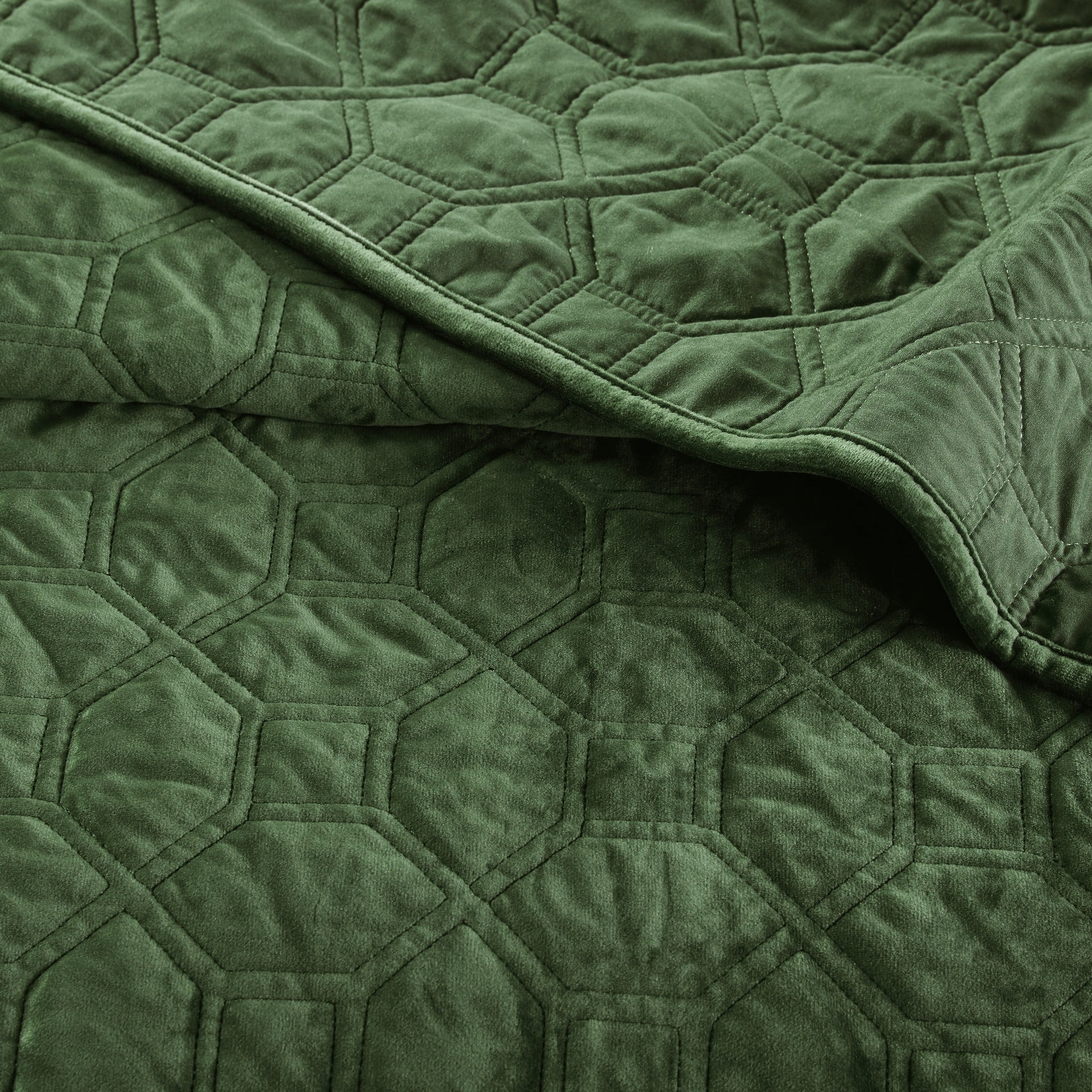3 Piece Velvet Quilt Set Green King/Cal King