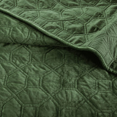3 Piece Velvet Quilt Set Green King/Cal King