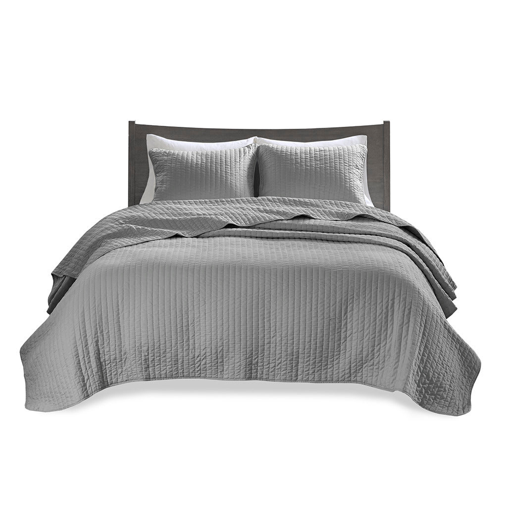 3 Piece Quilt Set Grey King/Cal King