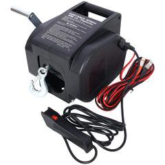 12v 2000lbs Trailer Winch,Electric Winch, for Boats up to 5000 lbs, Galvanized Wire Rope, Rapid Mount, Handheld Remote,power in and manual out.black plastic casing
