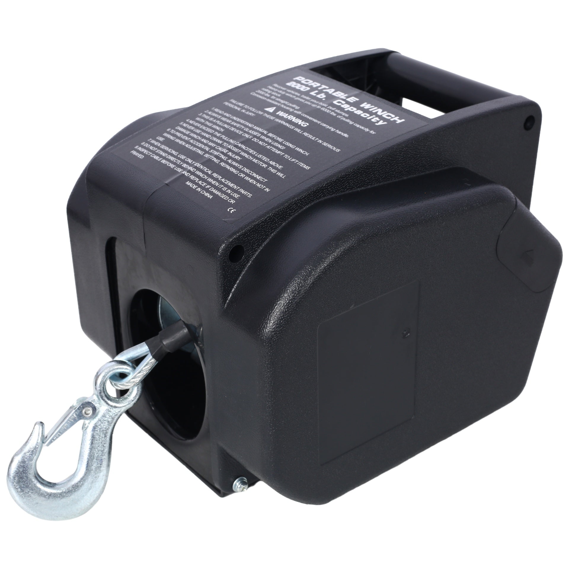 12v 2000lbs Trailer Winch,Electric Winch, for Boats up to 5000 lbs, Galvanized Wire Rope, Rapid Mount, Handheld Remote,power in and manual out.black plastic casing