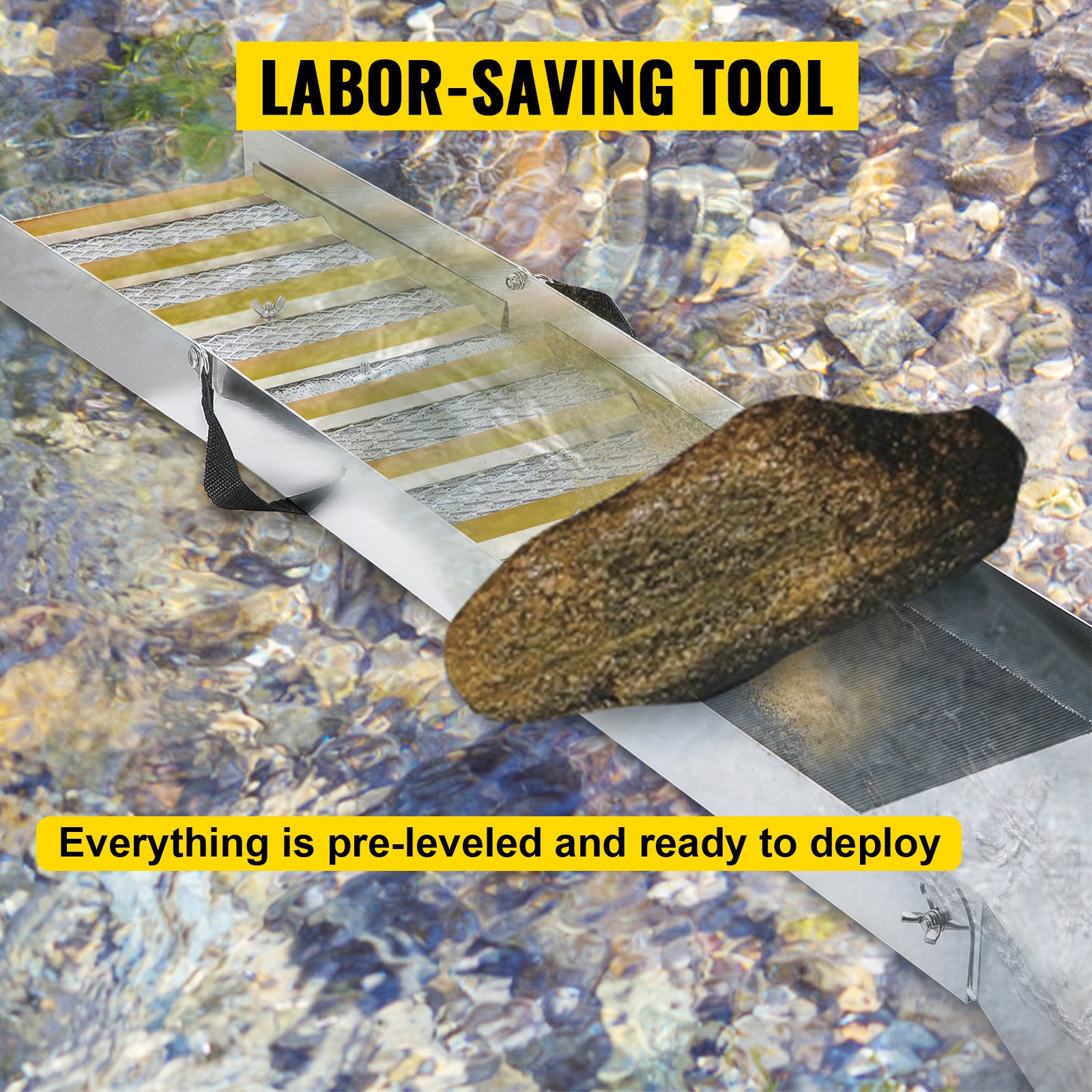 Folding Aluminum Alloy Sluice Box, Compact 50" Sluice Boxes for Gold, Lightweight Gold Sluice Equipment, Portable Sluice Boxes w/Miner's Moss, River, Creek, Gold Panning, Prospecting, Dredging