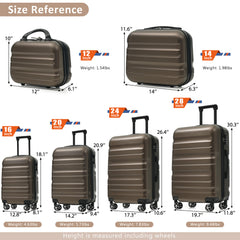 6-Piece ABS Hardshell Luggage Set - Lightweight & Durable Suitcases with Dual Spinner Wheels, Carry-On & Check-In Sizes for Travel & Business