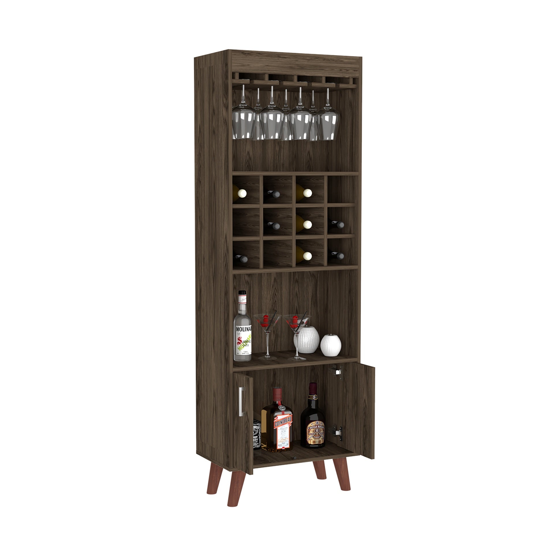 Bar Cabinet Bull, Living Room, Dark Walnut
