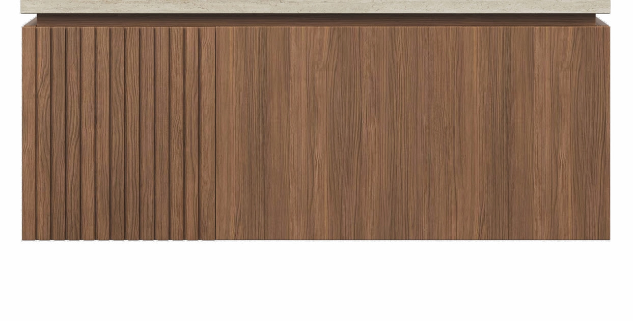 36" MURI Brown Oak Woodgrain Plywood Cabinet with Double Doors and One Drawer, NO Basin and Top, NO Faucet and Sink Cover