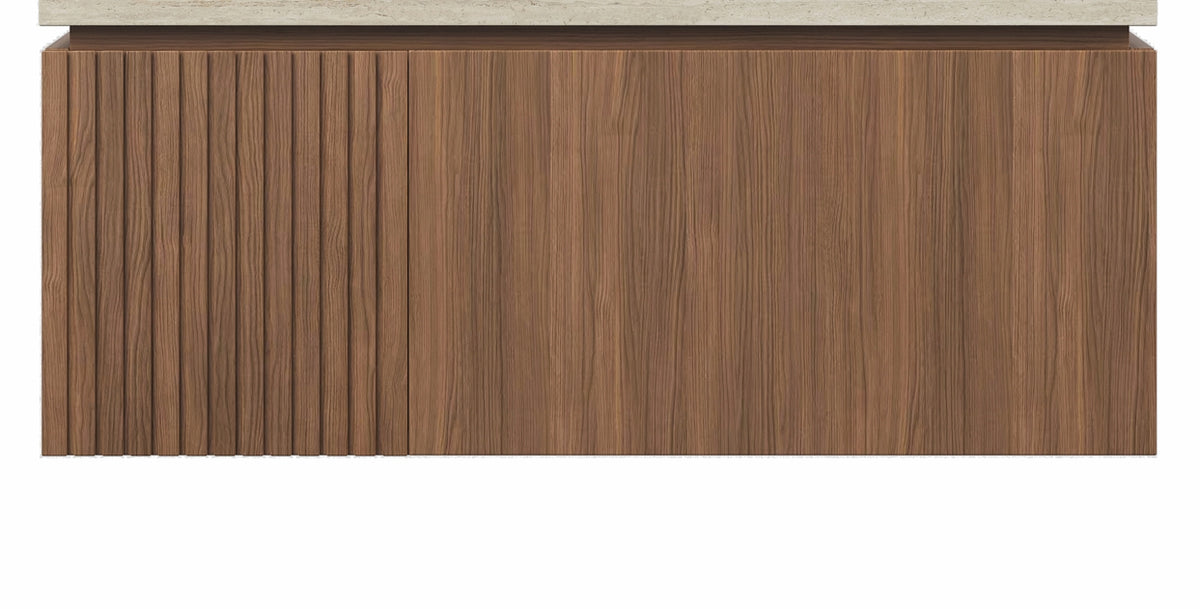 36" MURI Brown Oak Woodgrain Plywood Cabinet with Double Doors and One Drawer, NO Basin and Top, NO Faucet and Sink Cover