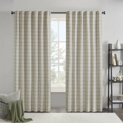 1PC 50x108" Plaid Rod Pocket and Back Tab Curtain Panel with Fleece Lining