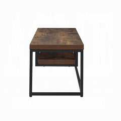 Industrial Style 47-inch TV Stand Black Metal Frame Living Room Furniture 1pc Wooden Top Weathered Oak Finish Shelf