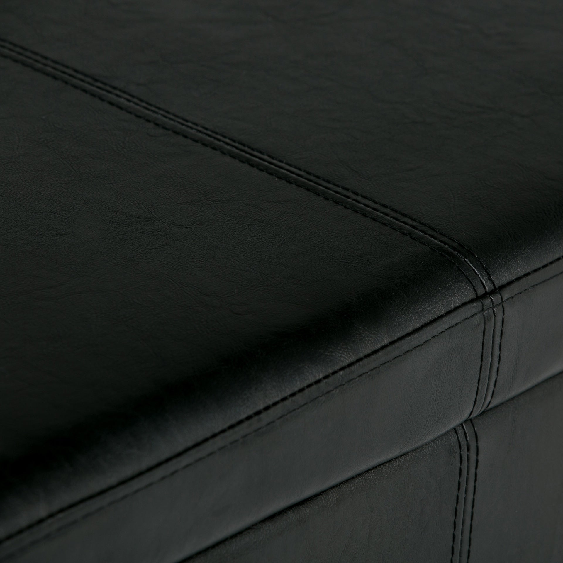 Avalon 48 inch Wide Storage Ottoman Bench in Midnight Black Vegan Leather
