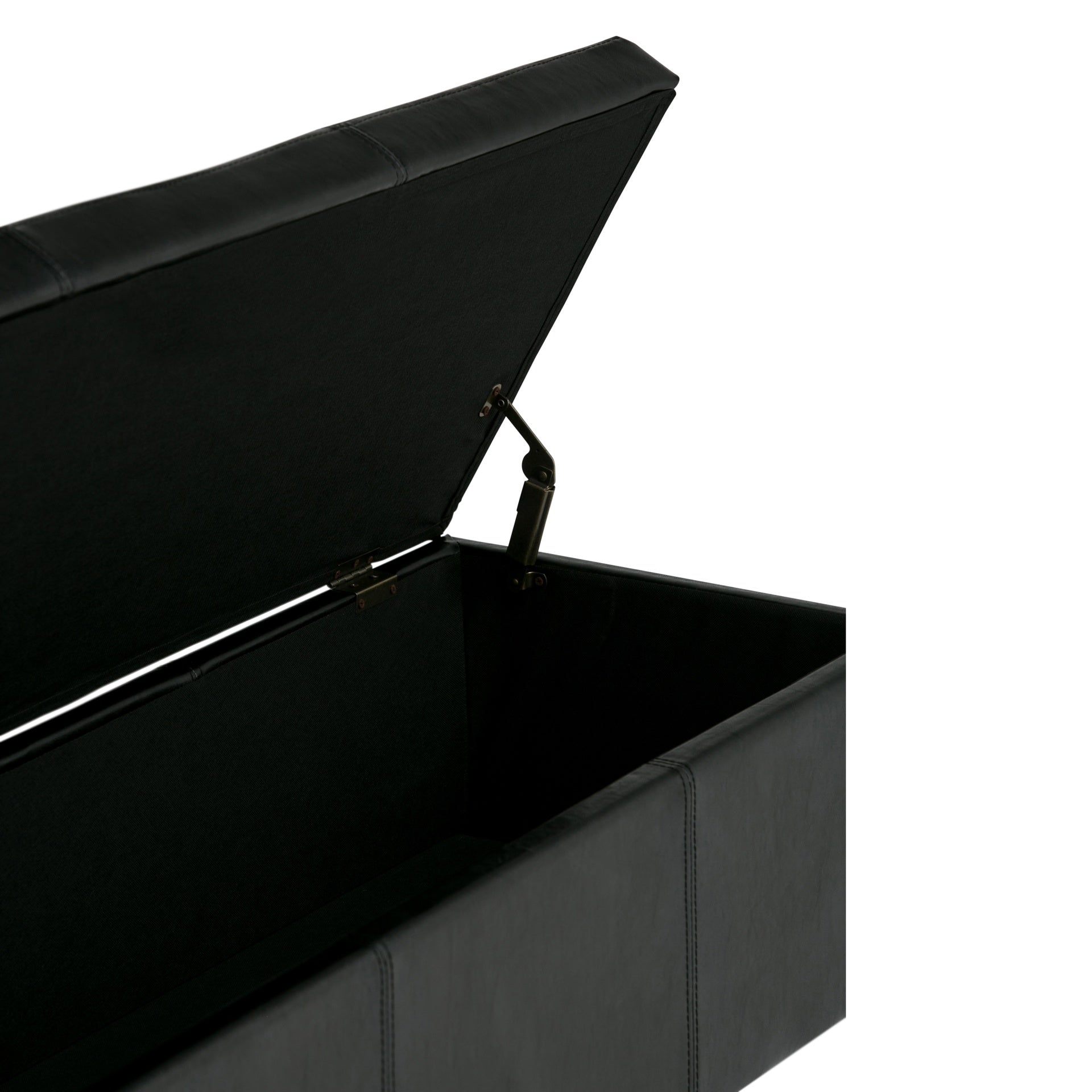 Avalon 48 inch Wide Storage Ottoman Bench in Midnight Black Vegan Leather