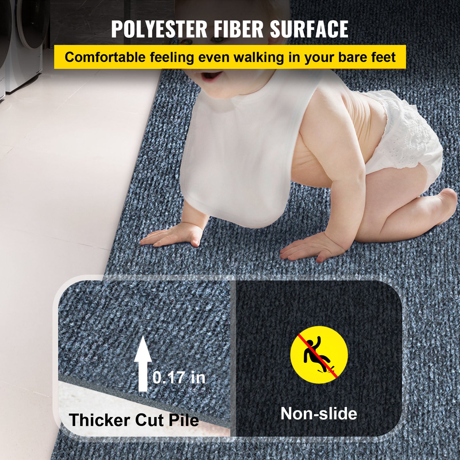 Gray Marine Carpet 6 ft x 29.5 ft, Boat Carpet Rugs, Indoor Outdoor Rugs for Patio Deck Anti-Slide TPR Water-Proof Back Outdoor Marine Carpeting Outdoor Carpet