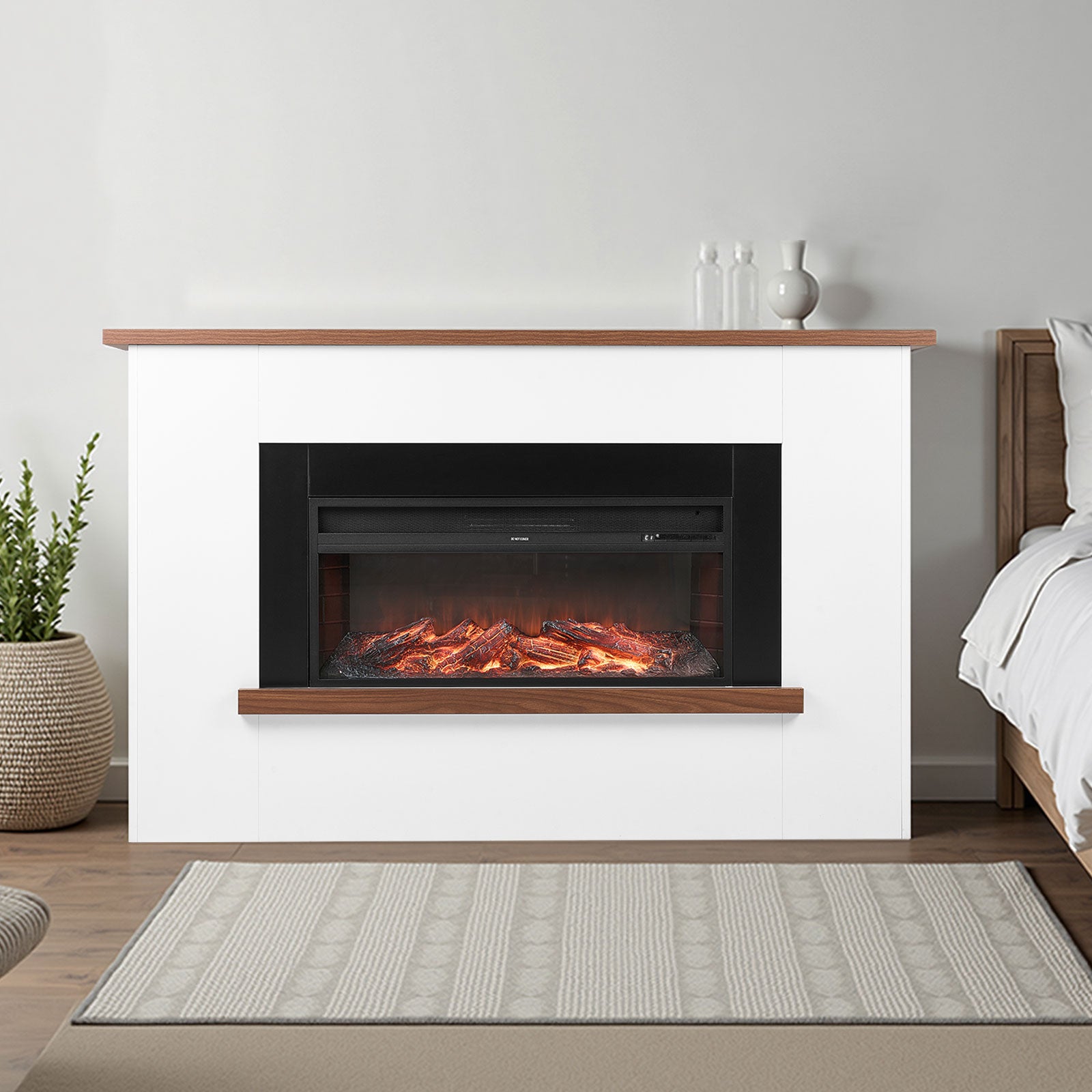 65.5 inch Freestanding Fireplaces, 1500W 5120BTU Fake Electric Fireplace Stove Heater with Mantel, Overheating Protection, Adjustable Flames,Timer, Remote, for Living Room,Bedroom
