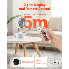 8 inch Foldable Rechargeable Oscillating Fan 3 in 1 Remote 8 Speeds