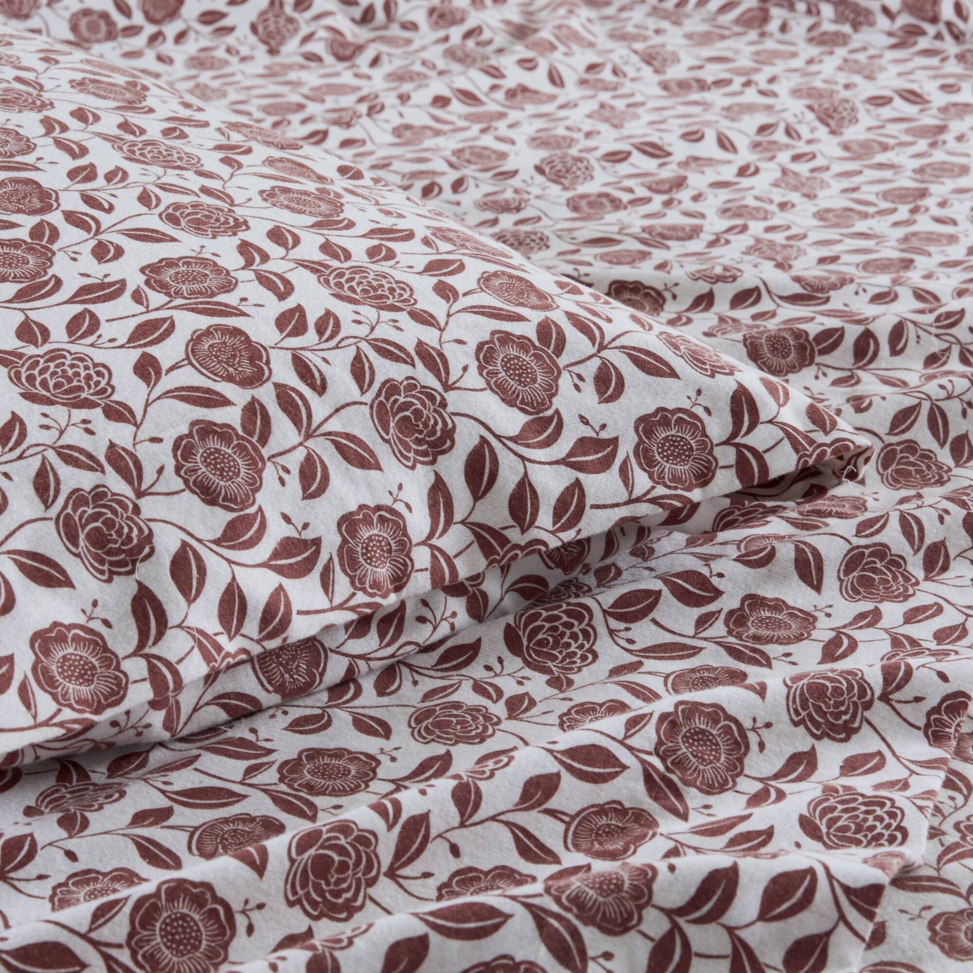 4 PCS Full Sheet Set Rust Floral