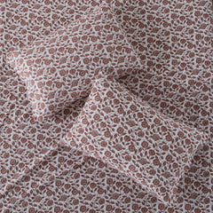 4 PCS Full Sheet Set Rust Floral