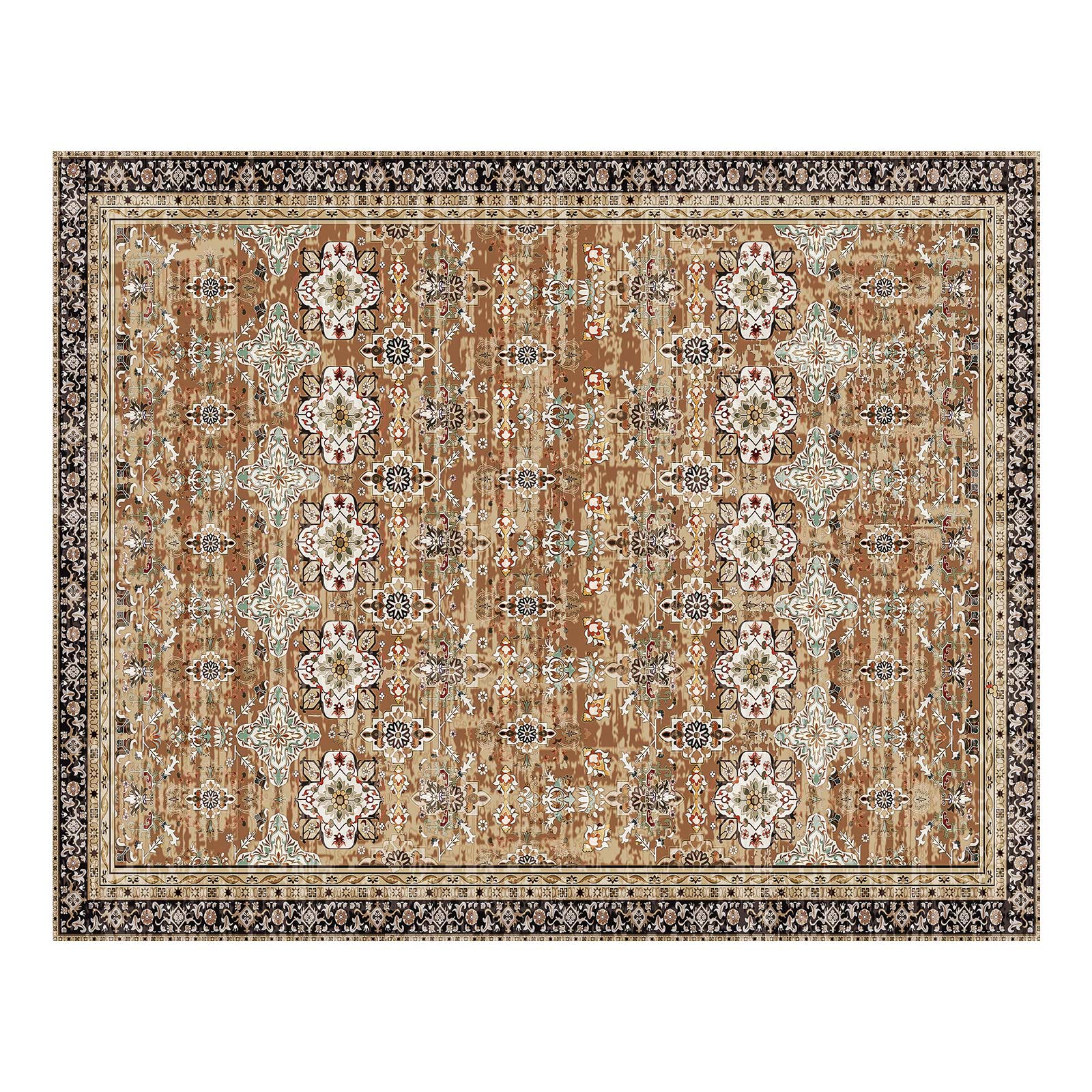 Large Area Rug 7.5x9.5 ft Anti-Skid Tear-Resistant Floor Mat Vintage Brown Green
