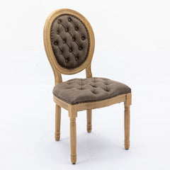French Style Solid Wood Frame Antique Painting,Hand-pulled buckle decoration PU artificial leather Dining Chair with Nailhead Trim ,Wood Legs,Density Foam,Steel Spring inner,Set of 2,Brown,SW1839BR