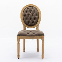 French Style Solid Wood Frame Antique Painting,Hand-pulled buckle decoration PU artificial leather Dining Chair with Nailhead Trim ,Wood Legs,Density Foam,Steel Spring inner,Set of 2,Brown,SW1839BR