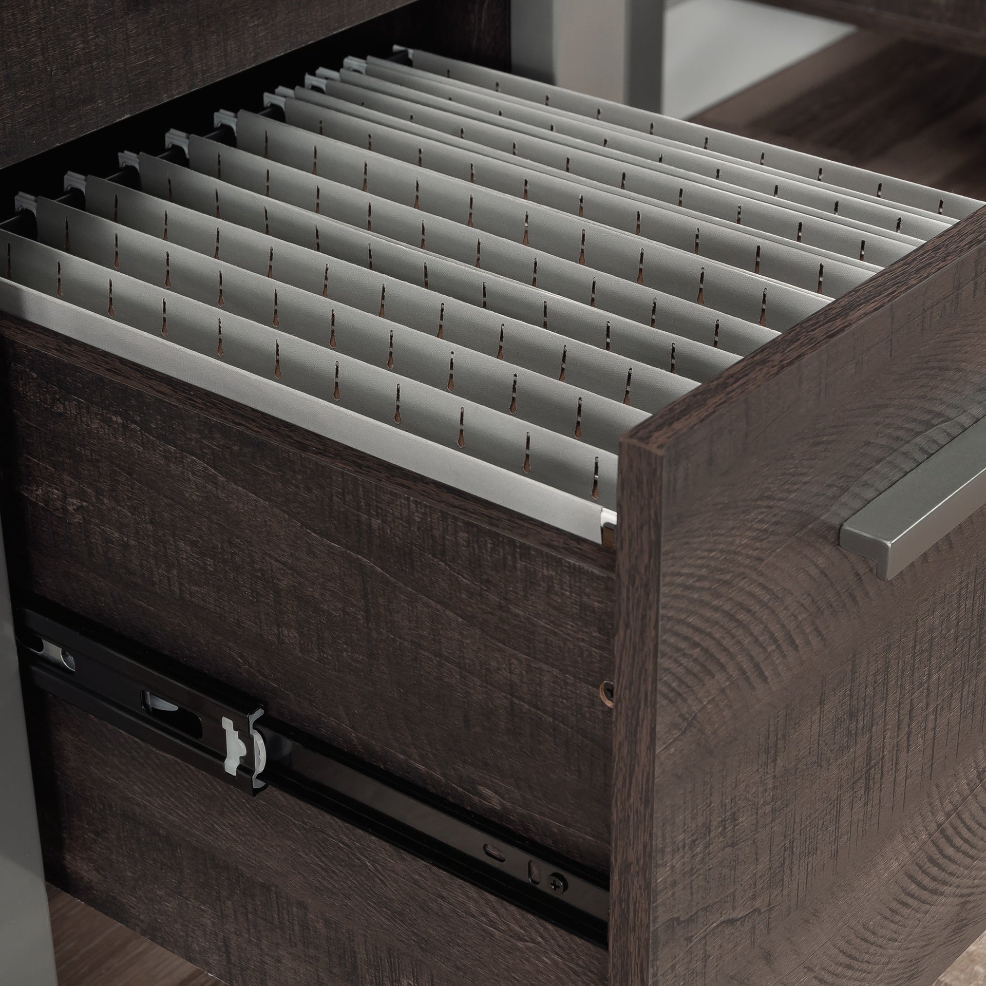 Desk with Drawer and Productivity Design, Dark Brown finish