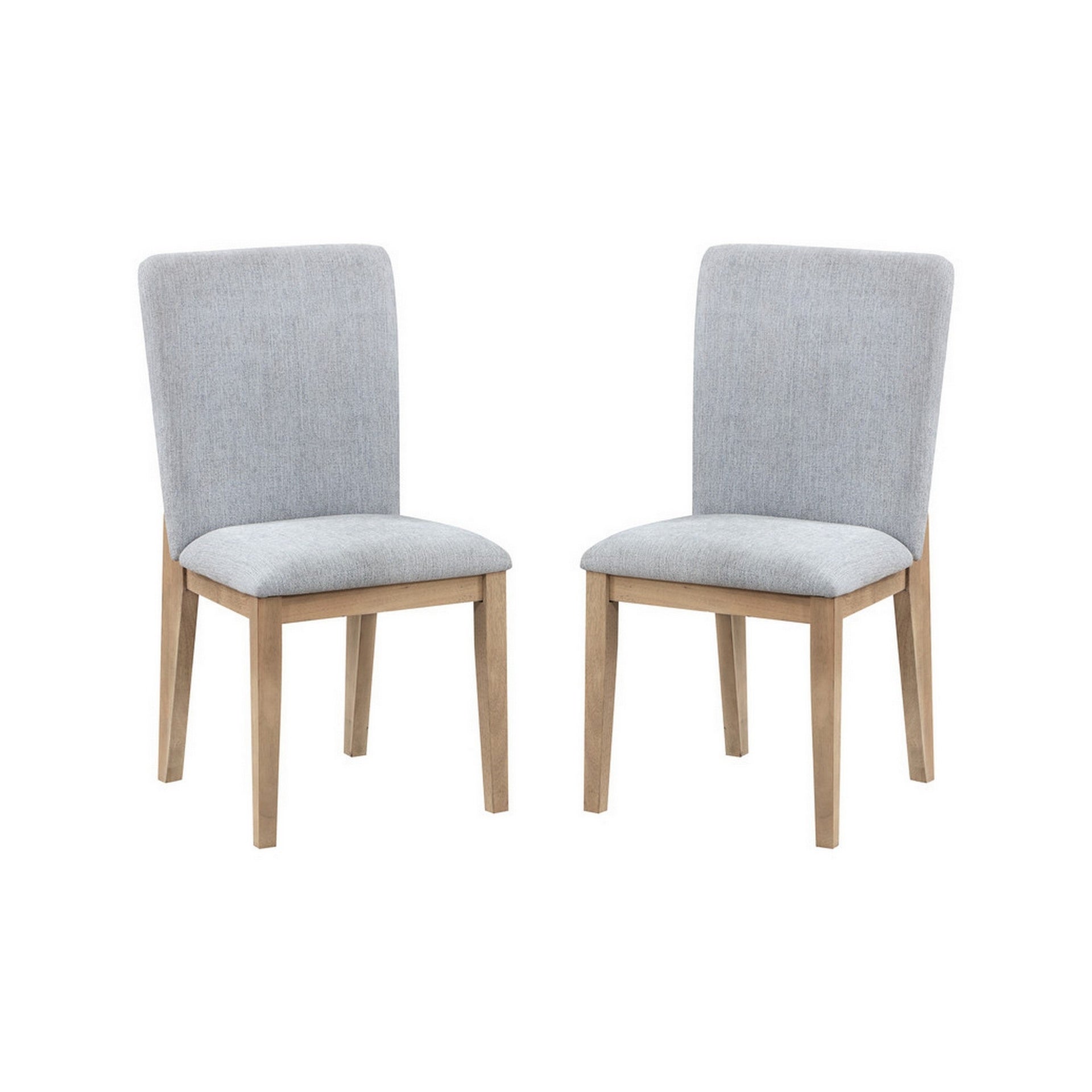 Emi 25 Inch Dining Chair Set of 2, Cushioned Seat, Gray Linen Upholstery