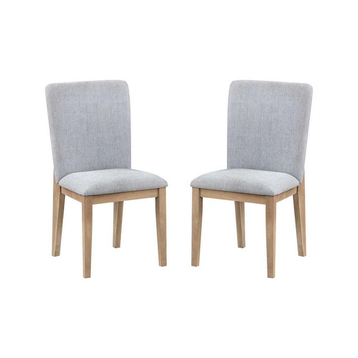 Emi 25 Inch Dining Chair Set of 2, Cushioned Seat, Gray Linen Upholstery