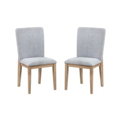 Emi 25 Inch Dining Chair Set of 2, Cushioned Seat, Gray Linen Upholstery