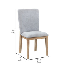 Emi 25 Inch Dining Chair Set of 2, Cushioned Seat, Gray Linen Upholstery