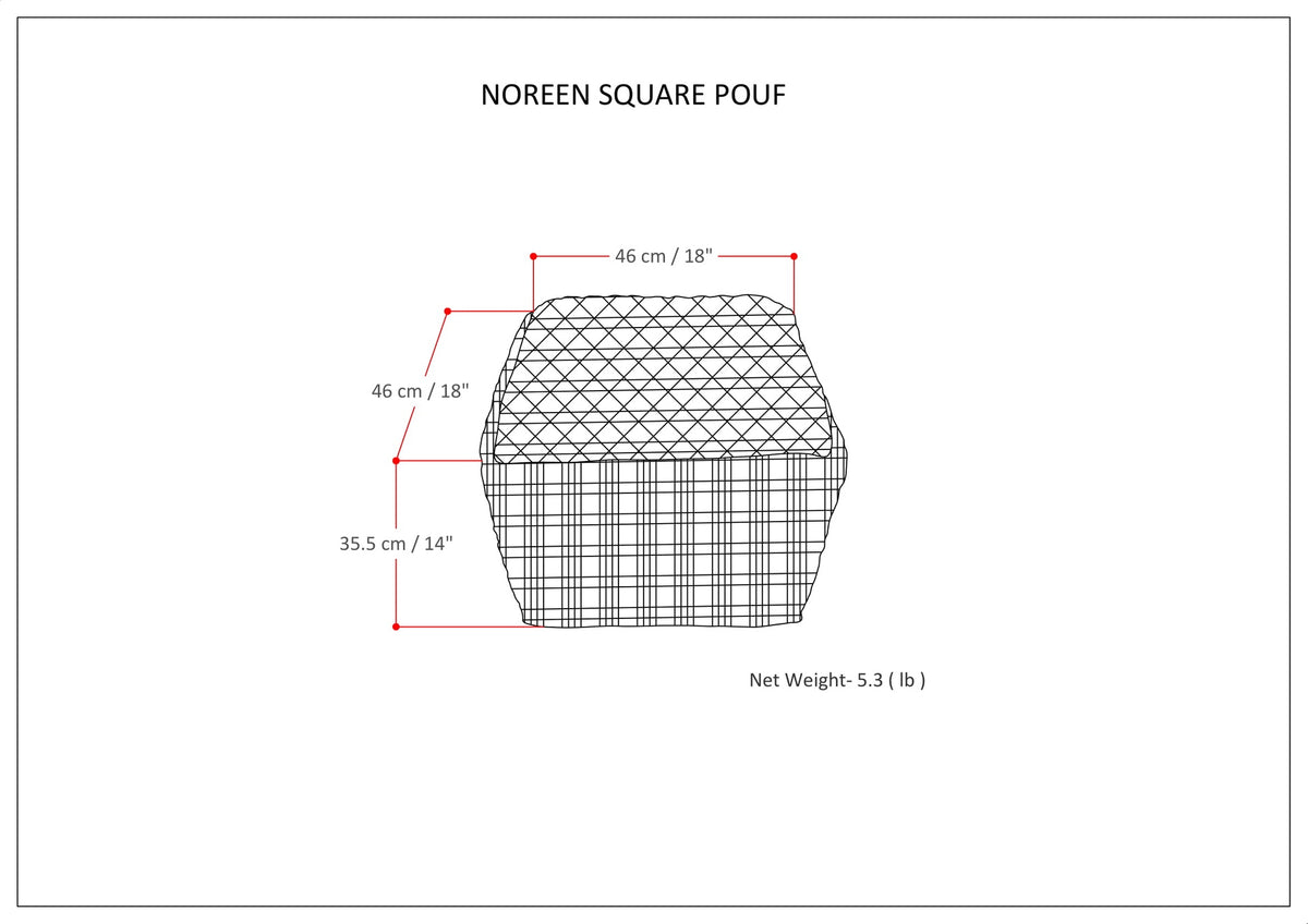 Noreen - Square Pouf - Light Blue / White