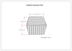 Noreen - Square Pouf - Light Blue / White