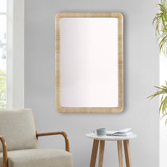 Natural Rattan Rectangle Wall Mirror Natural See below