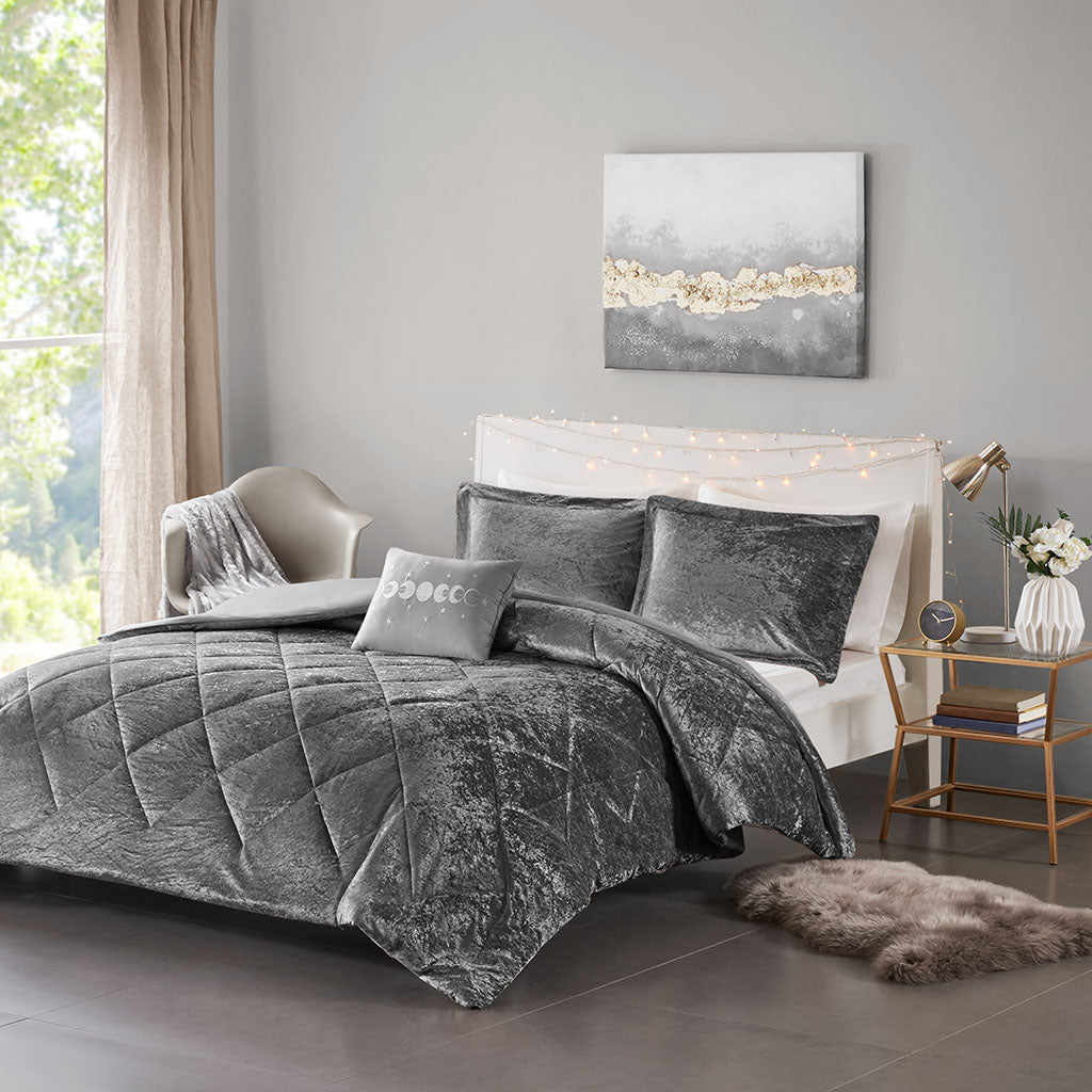 Twin/Twin XL Velvet Duvet Cover Set with Throw Pillow