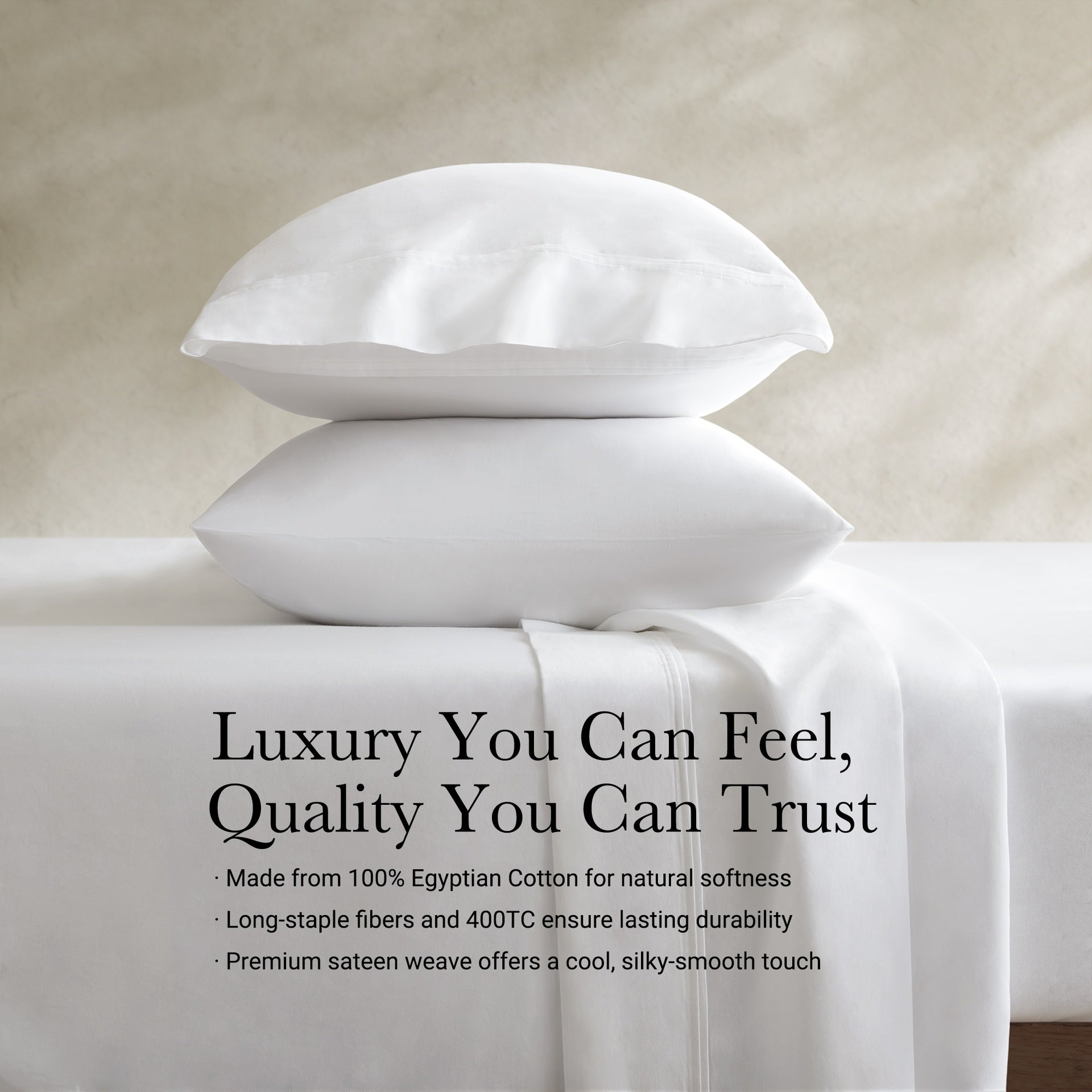 4 Pieces Queen Sateen Sheet Set,White