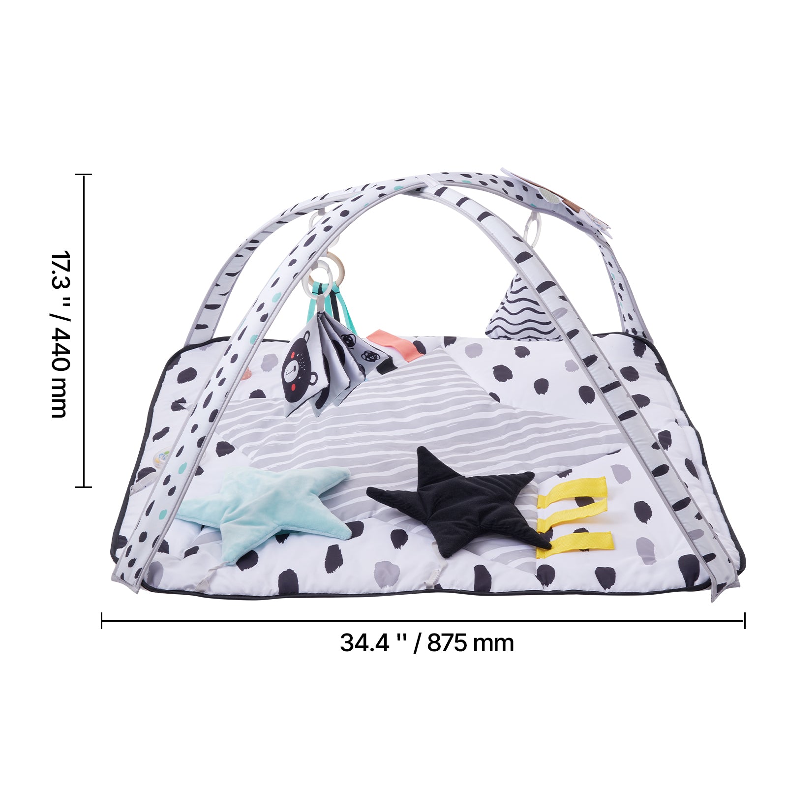 Baby Play Gym Mat Tummy Time Activity Mat with 6 Sensory Toys 34.4" x 34.4"