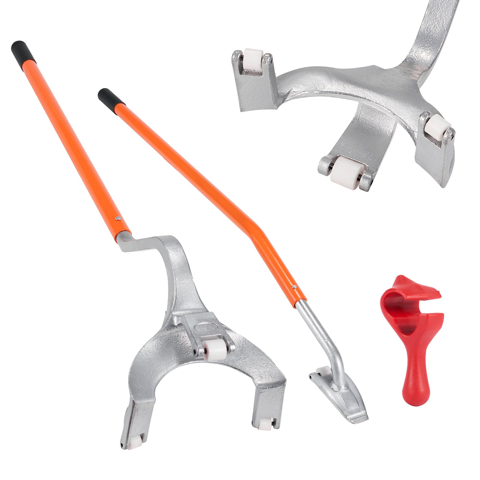 Tire Mount Demount Tool, 22.5"-24.5" Manual Steel Tire Changer Mount Demount Removal Tool, with Extra Bead Keeper, Tubeless Truck Bead Breaker, 3 PCS Tire Changing Tools, Orange