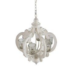 Farmhouse Chandelier, 6-Light Wood Chandelier Pendant Light Fixture with Adjustable Chain for Dining Room Living Room Entryway, Bulb Not Included